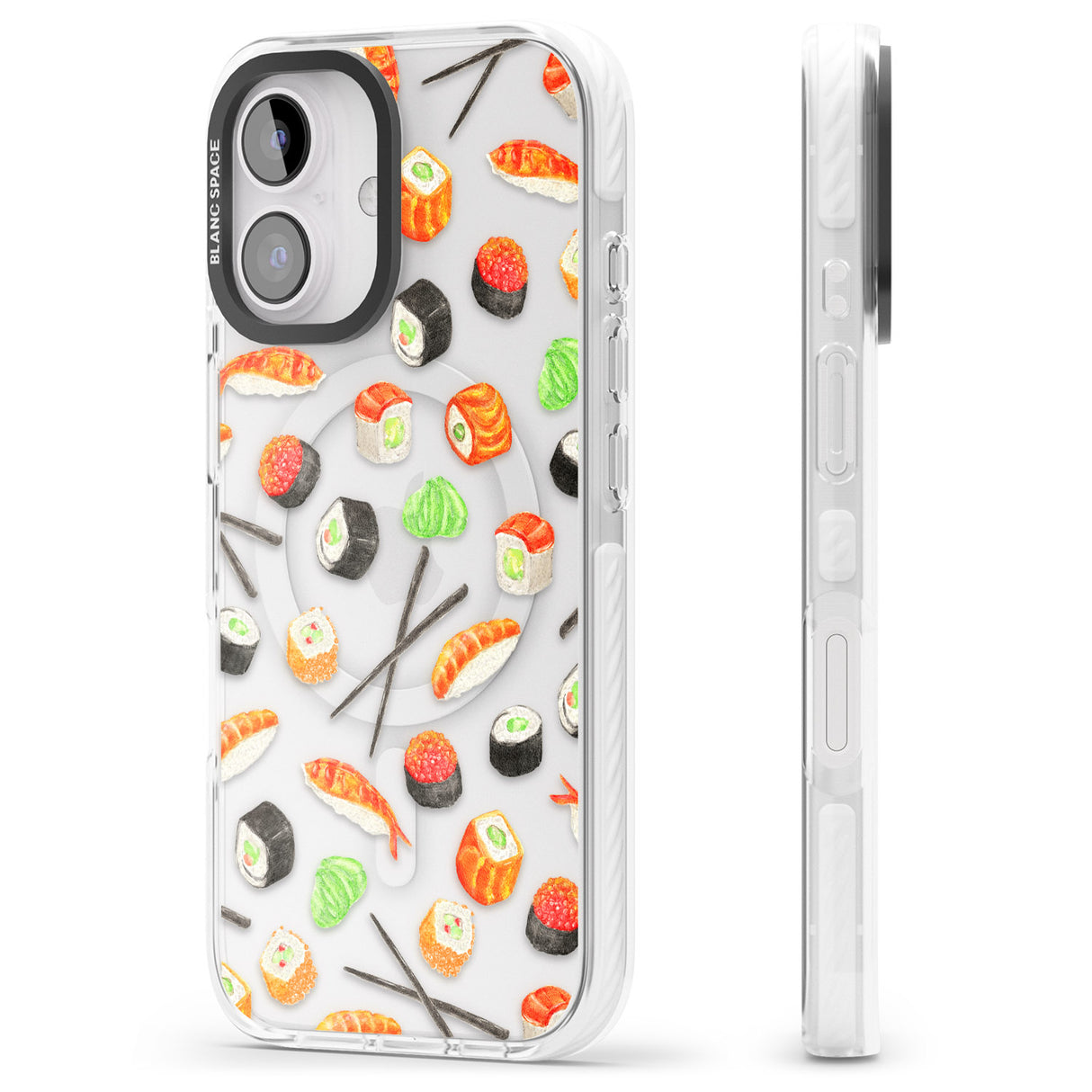 iPhone 16 Pro Max Sushi & Chopsticks Watercolour Pattern Black Impact Phone Case