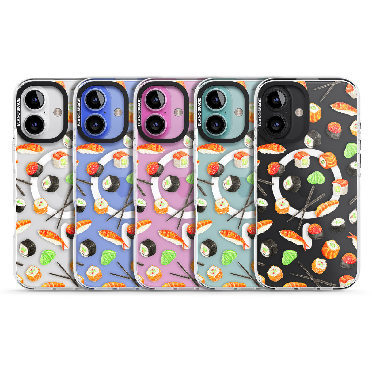 iPhone 16 Pro Max Sushi & Chopsticks Watercolour Pattern Black Impact Phone Case