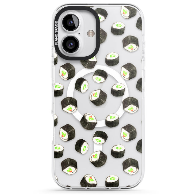 iPhone 16 Pro Max Maki Rolls Sushi Pattern Black Impact Phone Case