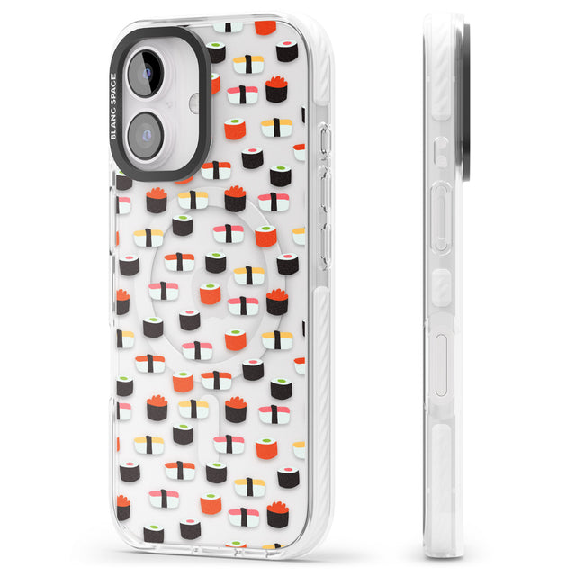 iPhone 16 Pro Max Minimalist Sushi Pattern Black Impact Phone Case