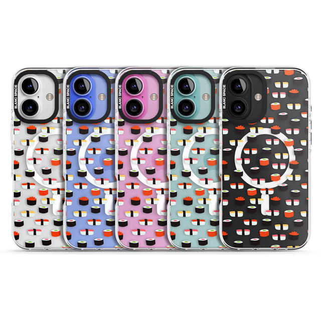 iPhone 16 Pro Max Minimalist Sushi Pattern Black Impact Phone Case