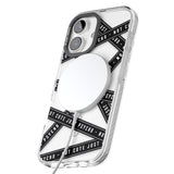 iPhone 16 Pro Max Caution Tape (Clear) Not Cute Just Psycho Black Impact Phone Case