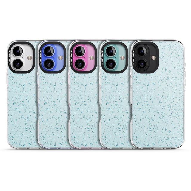 iPhone 16 Pro Max Light Blue Terrazzo Pattern Black Impact Phone Case