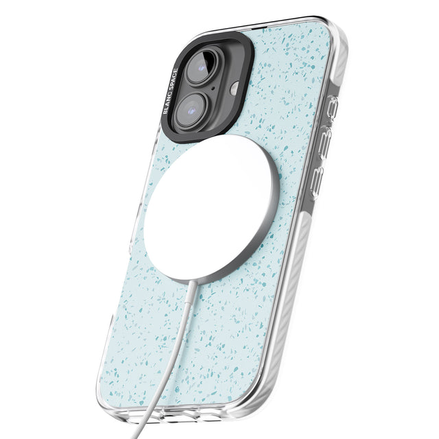 iPhone 16 Pro Max Light Blue Terrazzo Pattern Black Impact Phone Case