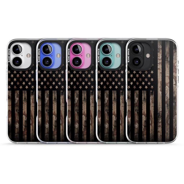 iPhone 16 Pro Max American Flag Camo Black Impact Phone Case