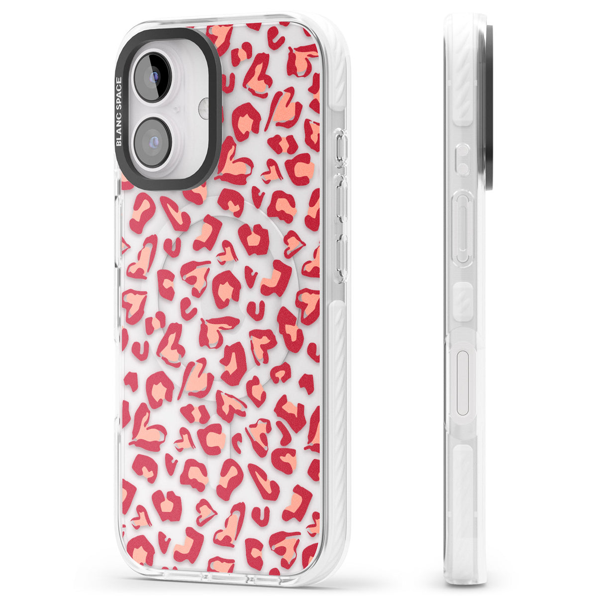 iPhone 16 Pro Max Heart Leopard Print Black Impact Phone Case