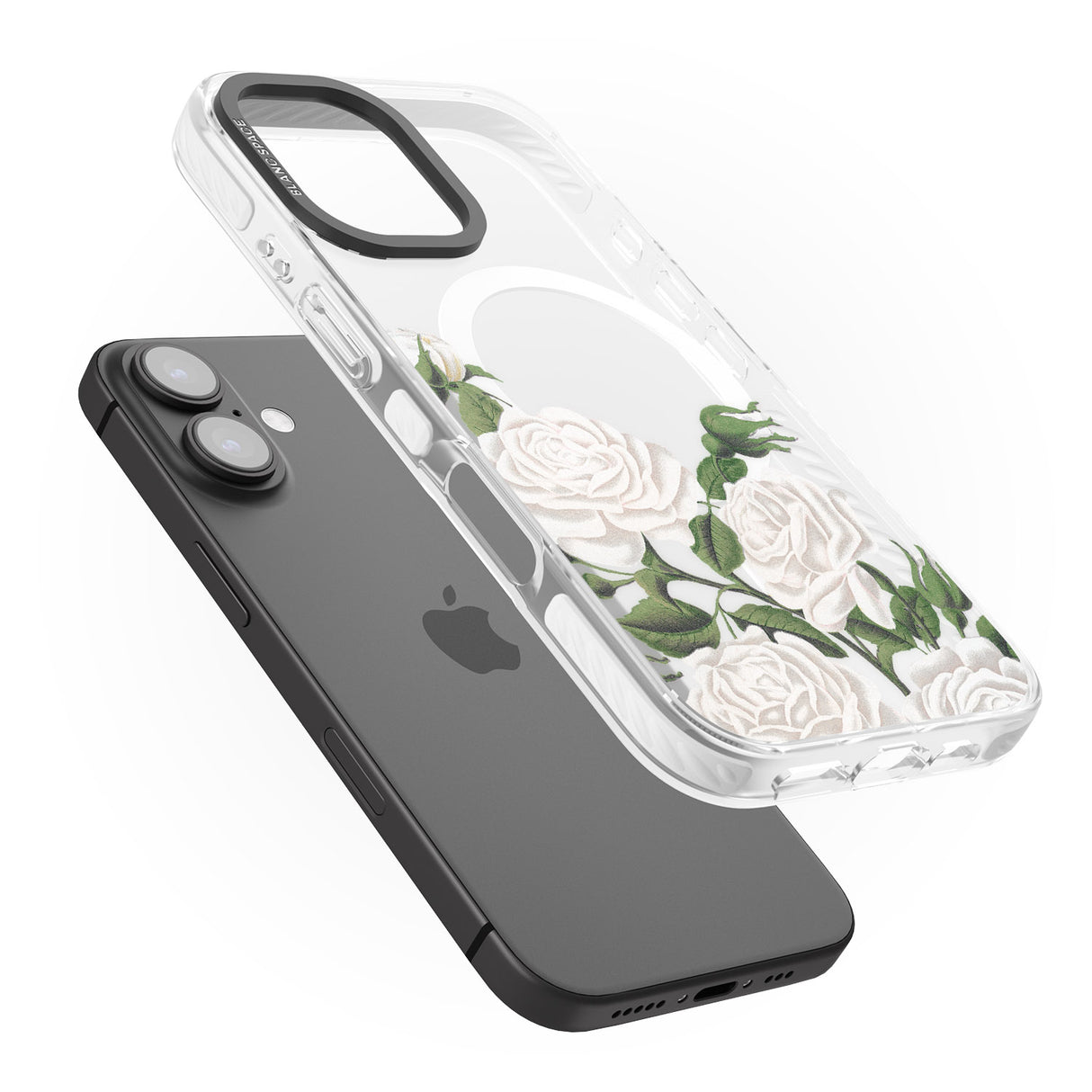 iPhone 16 Pro Max White Vintage Painted Flowers Clear Impact Phone Case + Magsafe