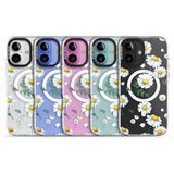 iPhone 16 Pro Max Vintage Painted Daisies Black Impact Phone Case + Magsafe