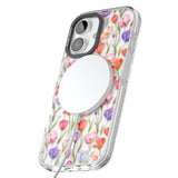 iPhone 16 Pro Max Red, Pink & Purple Flowers Black Impact Phone Case + Magsafe