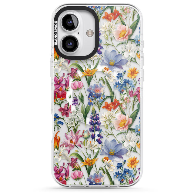 iPhone 16 Pro Max Vintage Wildflowers Black Impact Phone Case + Magsafe