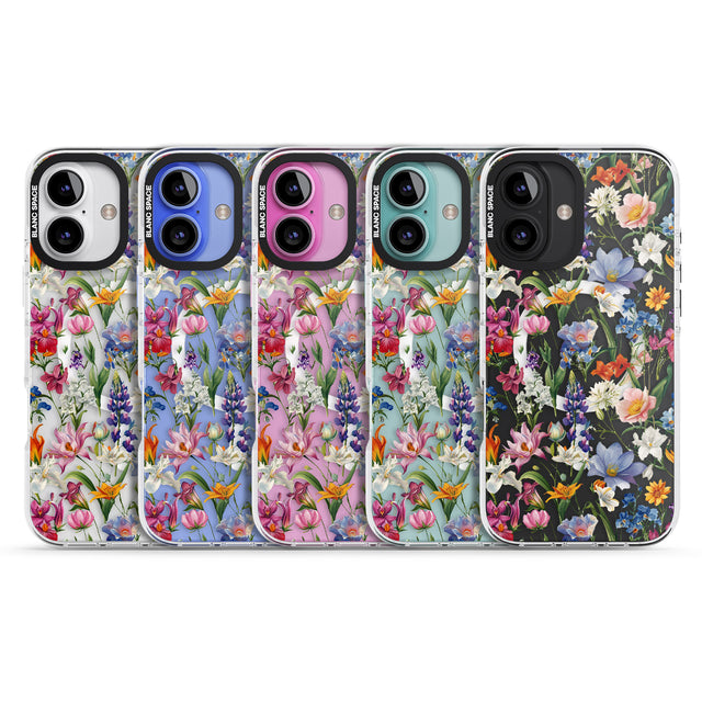 iPhone 16 Pro Max Vintage Wildflowers Black Impact Phone Case + Magsafe