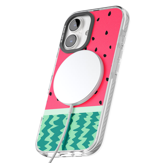 iPhone 16 Pro Max Full Watermelon Print Black Impact Phone Case