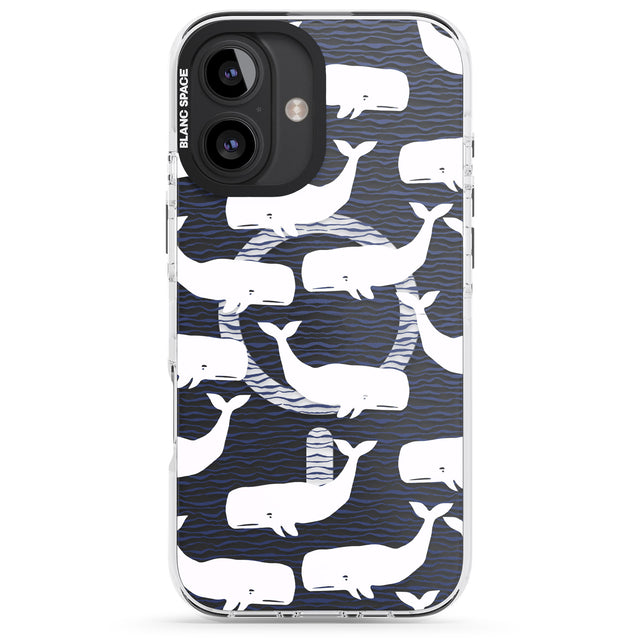 iPhone 16 Pro Max Cute Whales (Transparent) Black Impact Phone Case