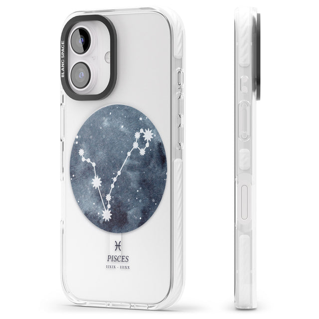 iPhone 16 Pro Max Pisces Zodiac Transparent Design - Blue Black Impact Phone Case