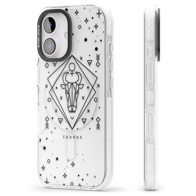 iPhone 16 Pro Max Taurus Emblem - Transparent Design Black Impact Phone Case