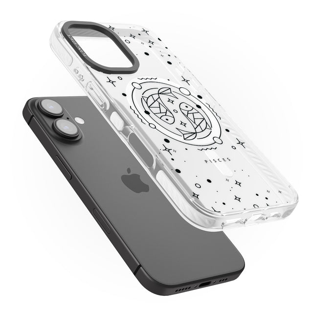 iPhone 16 Pro Max Pisces Emblem - Transparent Design Black Impact Phone Case