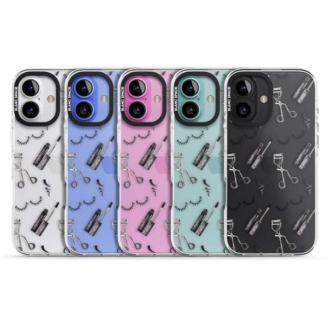 iPhone 16 Pro Max Eyelash Makeup Pattern Black Impact Phone Case