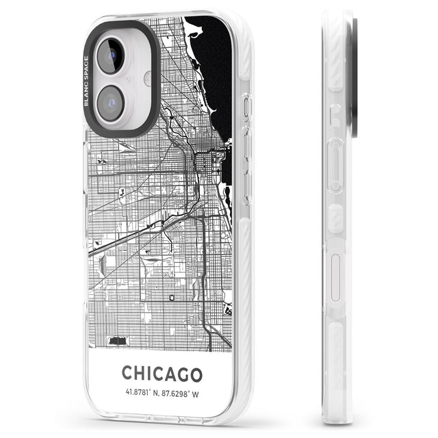 iPhone 16 Pro Max Map of Chicago, Illinois Black Impact Phone Case