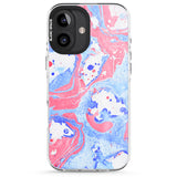 iPhone 16 Pro Max Pink, Blue & White Marbled Paper Pattern Black Impact Phone Case