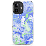 iPhone 16 Pro Max Dark Blue & Green Marbled Paper Pattern Black Impact Phone Case