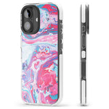 iPhone 16 Pro Max Pink, Blue & Purple Marbled Paper Pattern Black Impact Phone Case