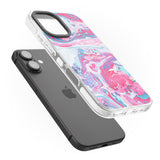 iPhone 16 Pro Max Pink, Blue & Purple Marbled Paper Pattern Black Impact Phone Case