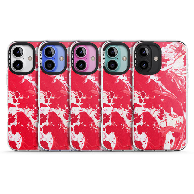 iPhone 16 Pro Max Red & White - Marbled Paper Black Impact Phone Case