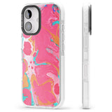 iPhone 16 Pro Max Pink, Orange & Turquoise Marbled Paper Pattern Black Impact Phone Case