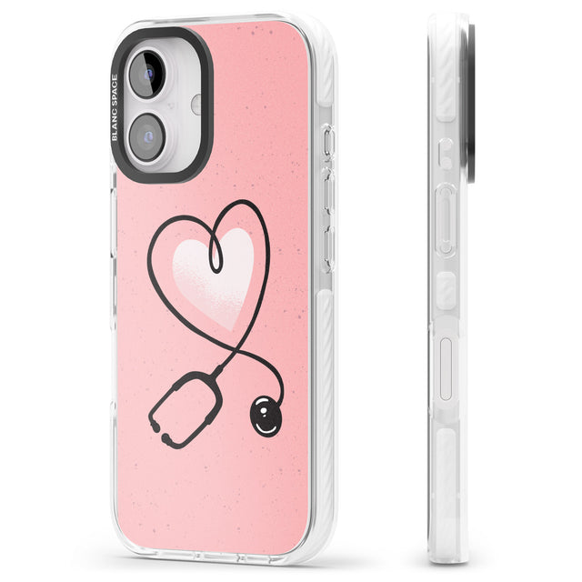 iPhone 16 Pro Max Medical Inspired Design Stethoscope Heart Black Impact Phone Case