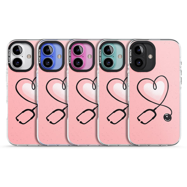 iPhone 16 Pro Max Medical Inspired Design Stethoscope Heart Black Impact Phone Case