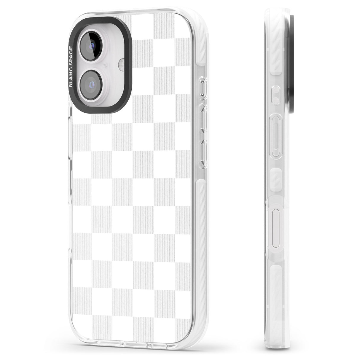 iPhone 16 Pro Max WHITE CHECKERED Black Impact Phone Case + Magsafe