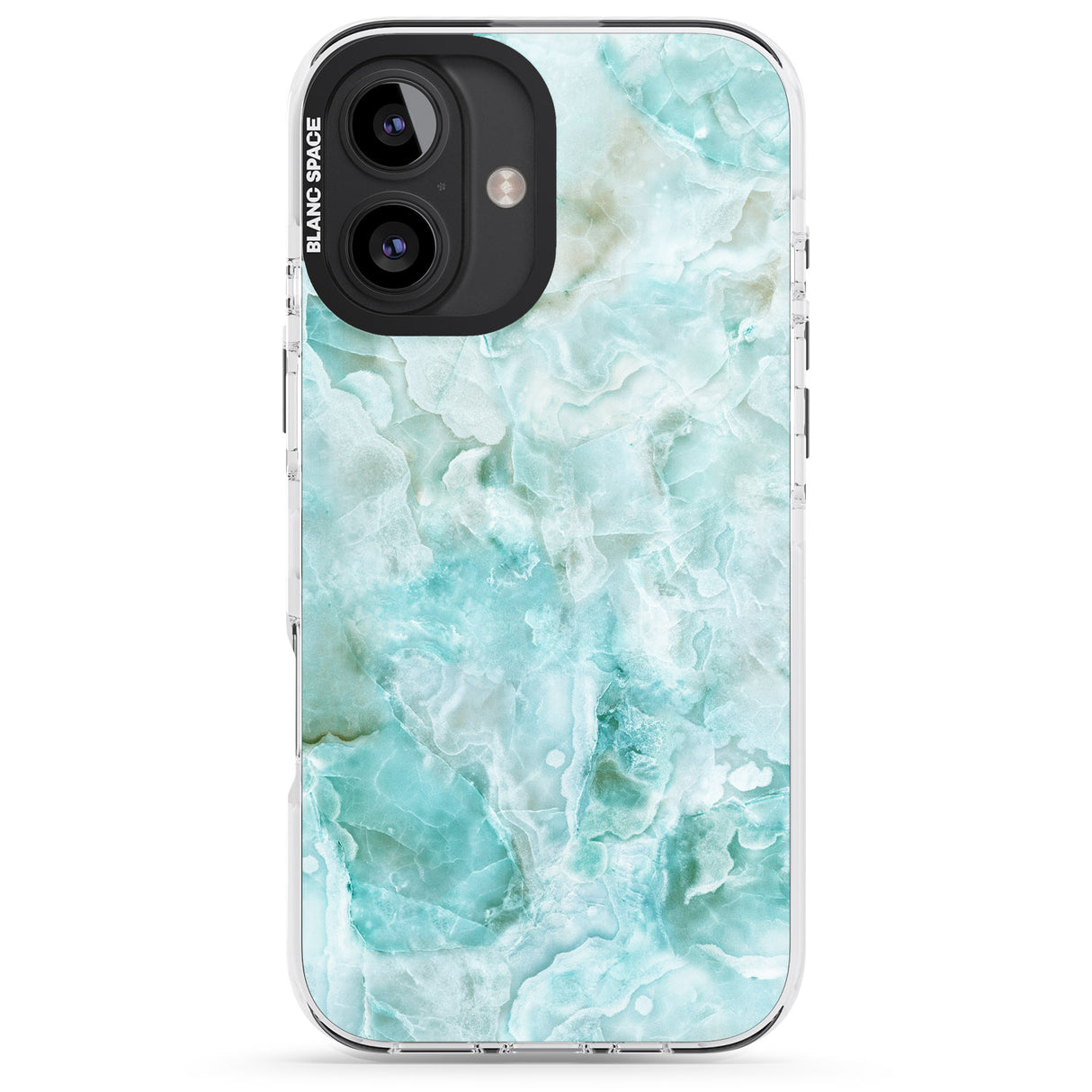 iPhone 16 Pro Max Turquoise Aqua Onyx Marble Black Impact Phone Case