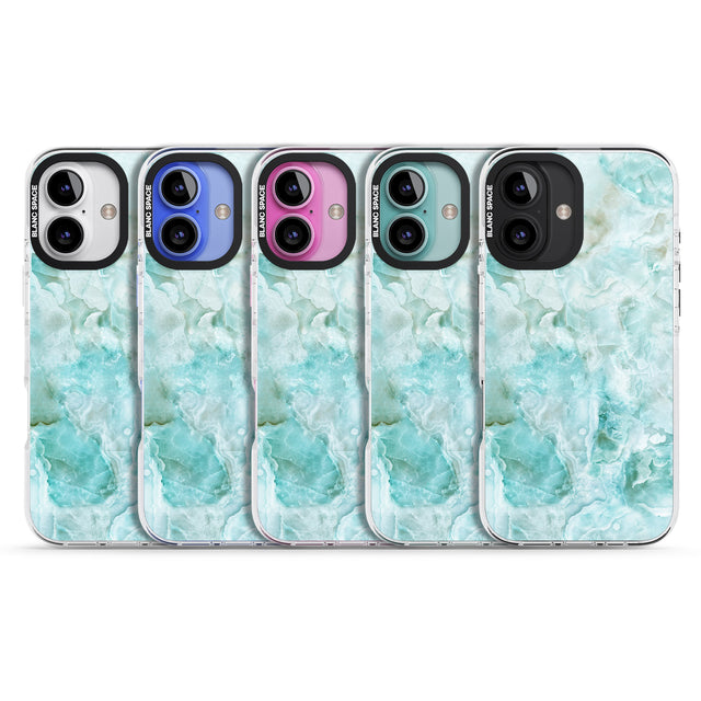 iPhone 16 Pro Max Turquoise Aqua Onyx Marble Black Impact Phone Case