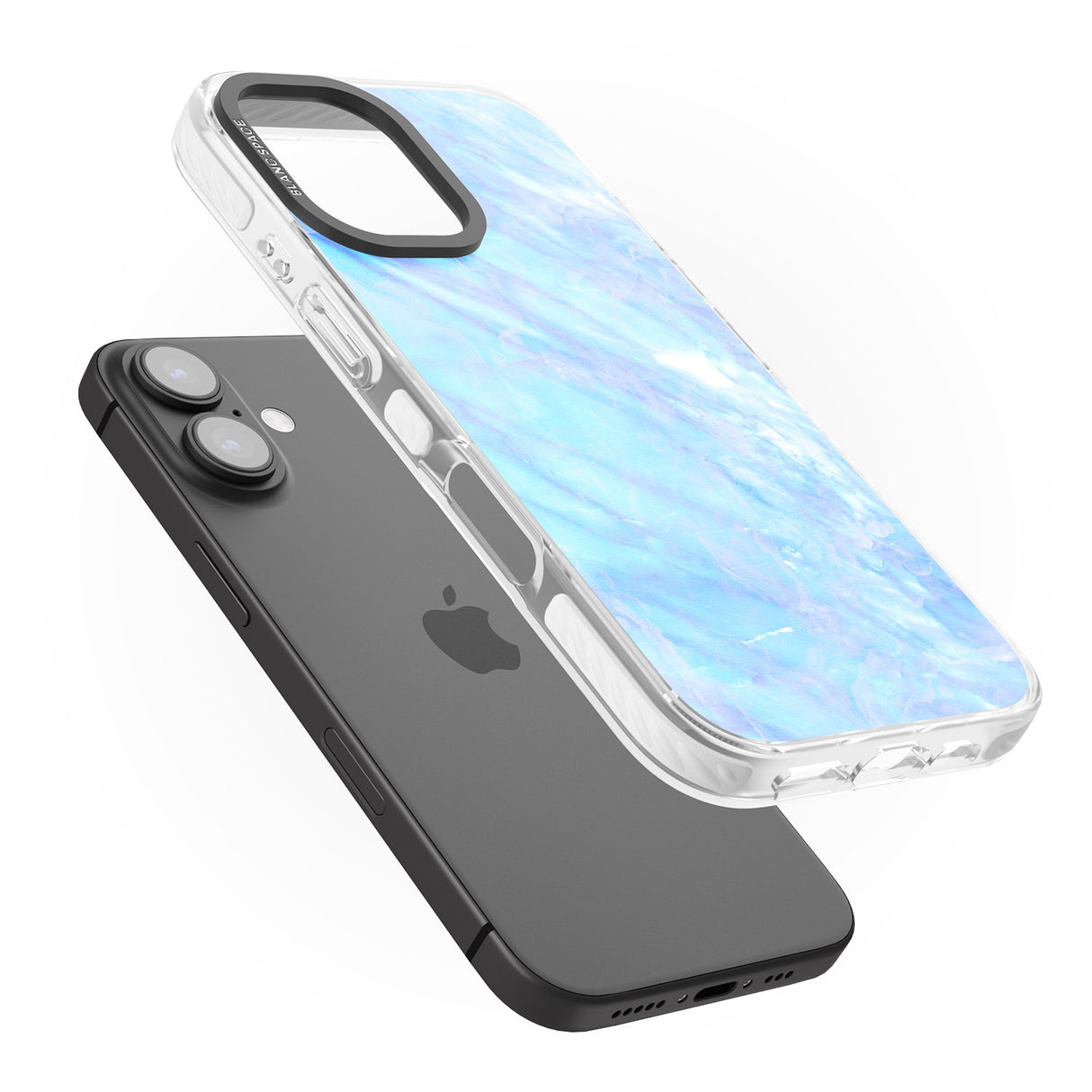 iPhone 16 Pro Max Iridescent Crystal Marble Black Impact Phone Case