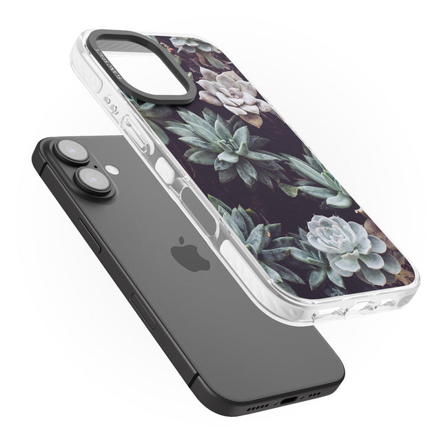 iPhone 16 Pro Max Mixed Succulents - Real Botanical Photographs Black Impact Phone Case