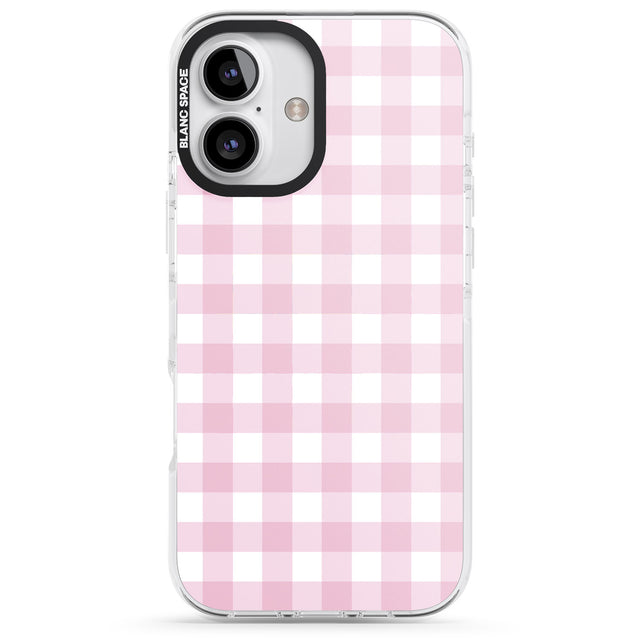 iPhone 16 Pro Max Pink Gingham Pattern Black Impact Phone Case