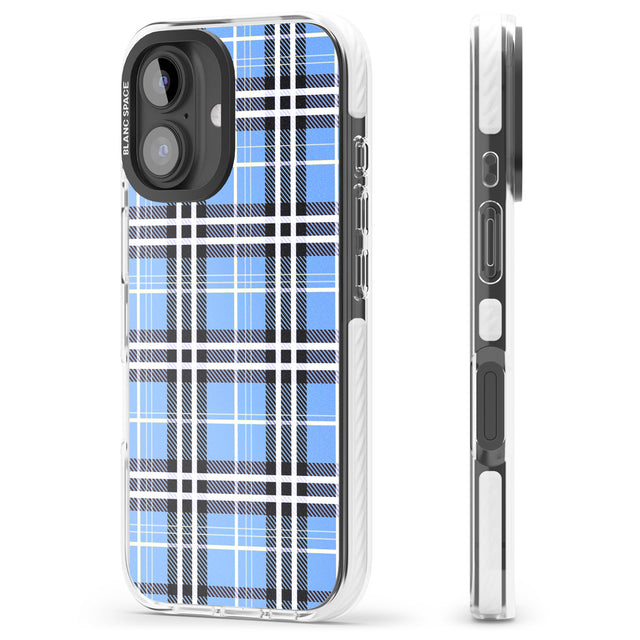 iPhone 16 Pro Max Blue Plaid Black Impact Phone Case