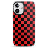 iPhone 16 Pro Max Red Black Checkered Black Impact Phone Case