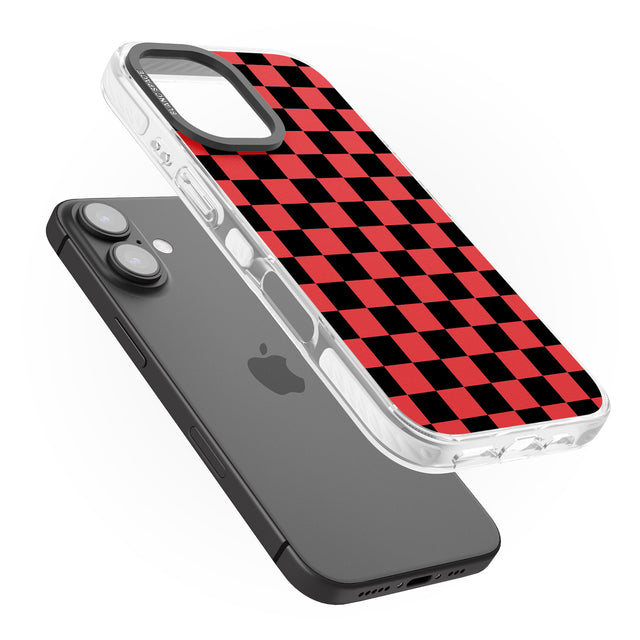 iPhone 16 Pro Max Red Black Checkered Black Impact Phone Case