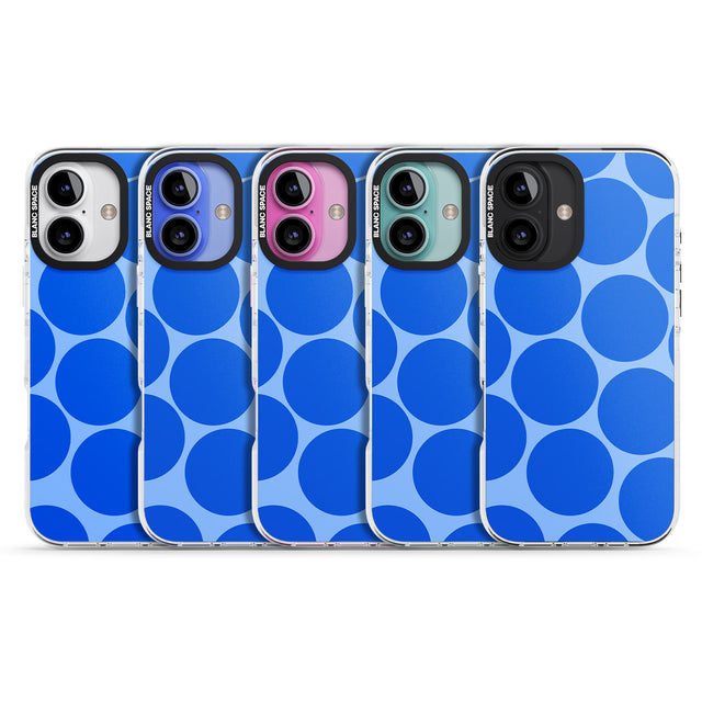 iPhone 16 Pro Max Abstract Retro Shapes: Blue Dots Black Impact Phone Case