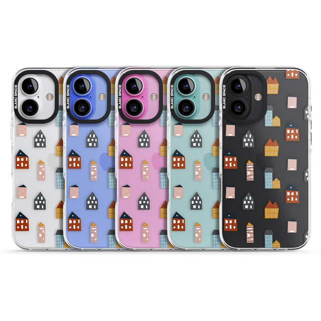 iPhone 16 Pro Max Cute Scandinavian Buildings Black Impact Phone Case