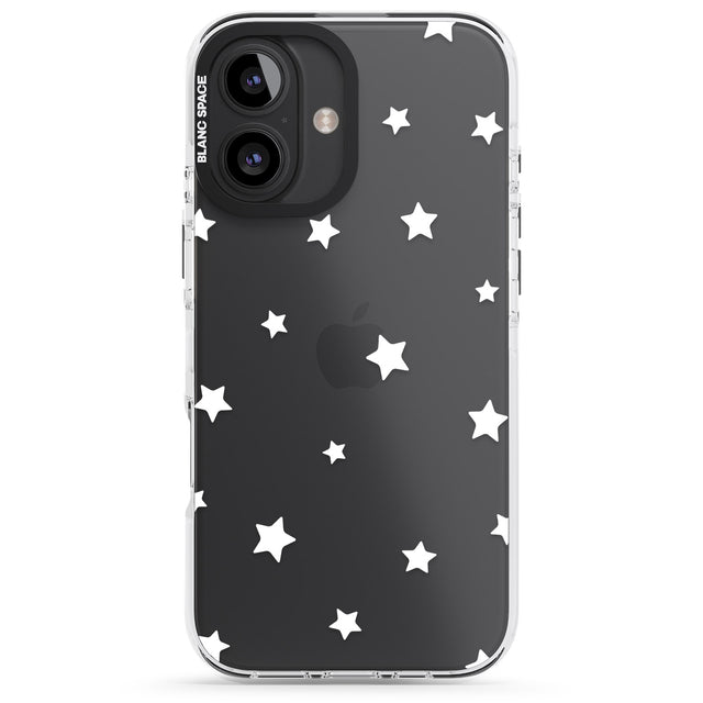 iPhone 16 Pro Max White Stars Pattern Black Impact Phone Case