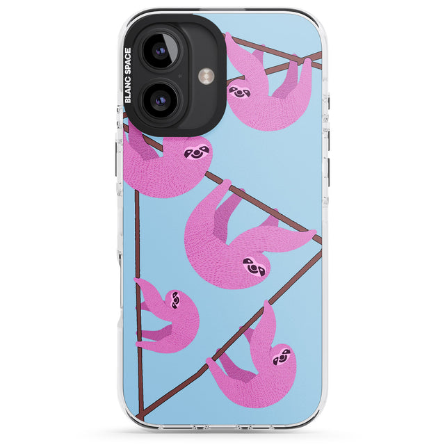 iPhone 16 Pro Max Pink Sloth Black Impact Phone Case