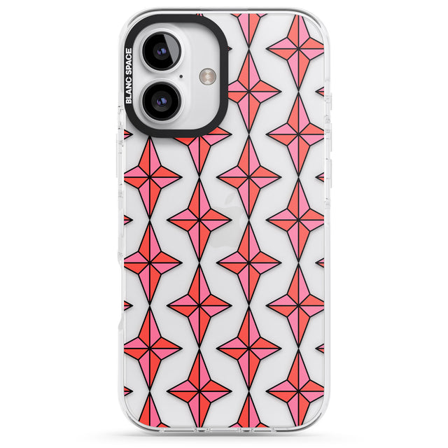 iPhone 16 Pro Max Rose Stars Pattern (Clear) Black Impact Phone Case