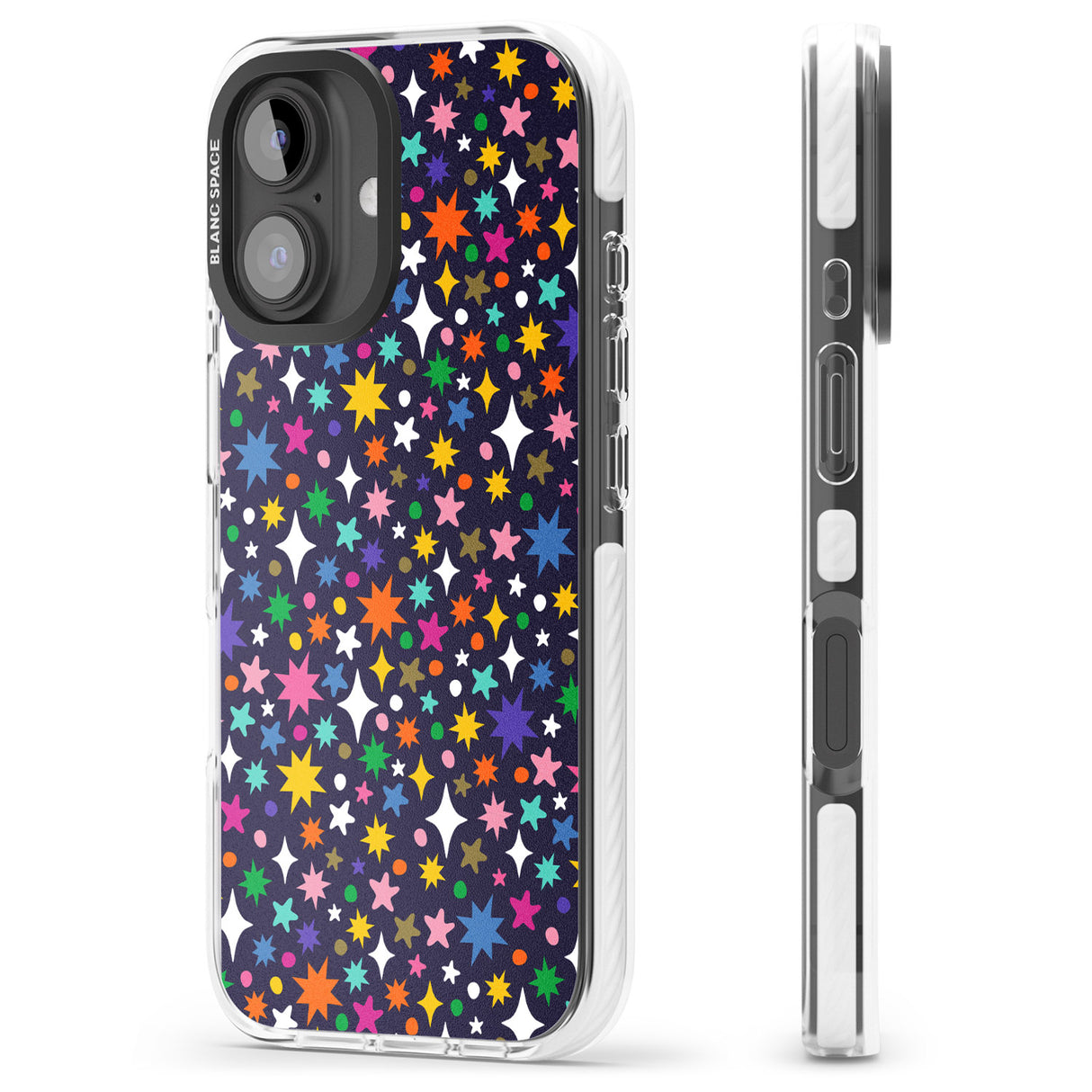 iPhone 16 Pro Max Rainbow Starburst (Purple) Black Impact Phone Case