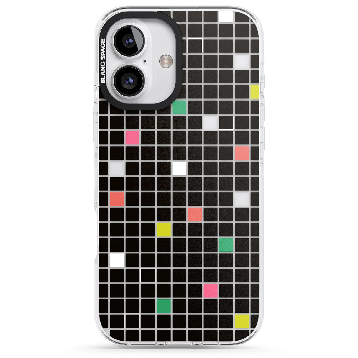 iPhone 16 Pro Max Vibrant Black Geometric Grid Black Impact Phone Case