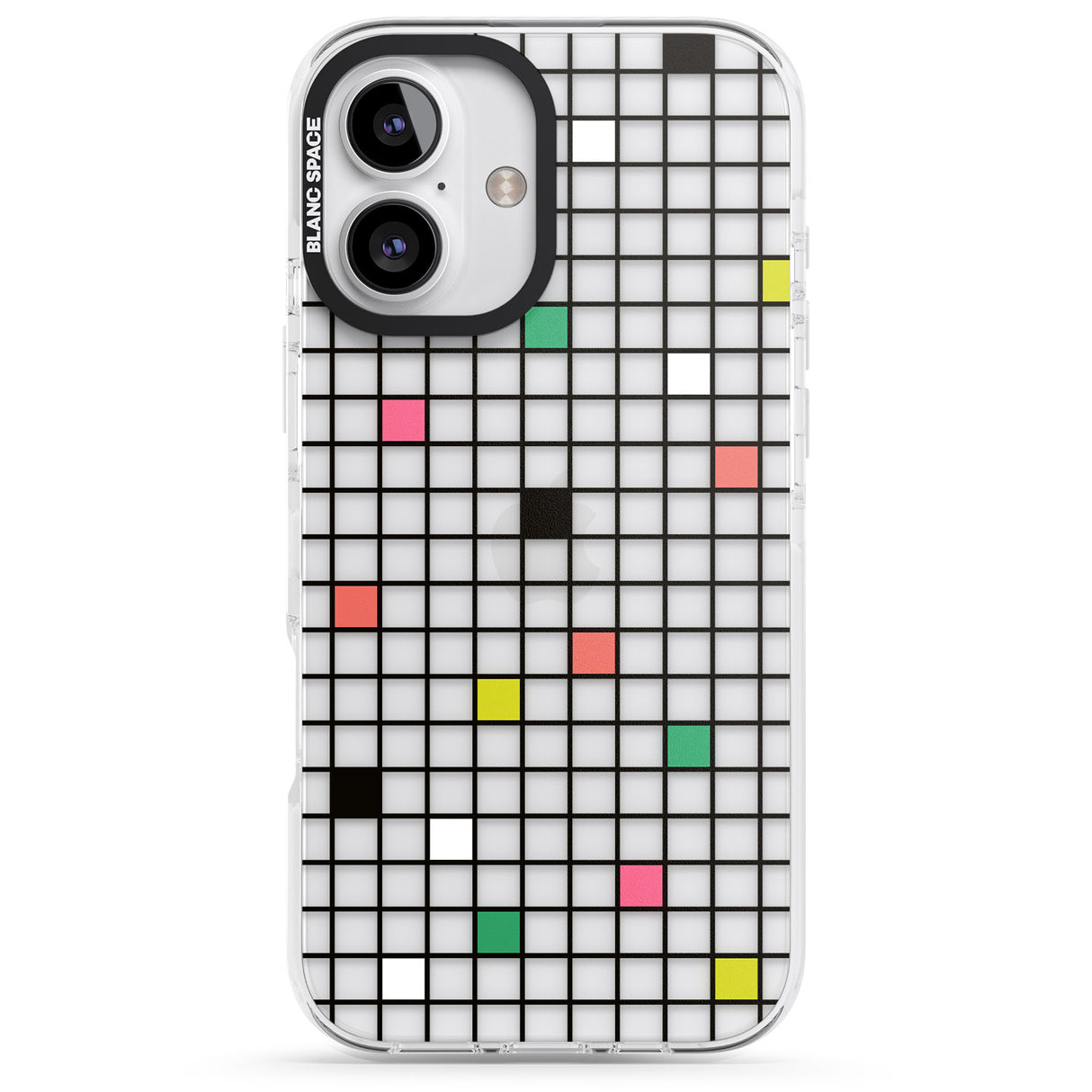 iPhone 16 Pro Max Vibrant Clear Geometric Grid Black Impact Phone Case