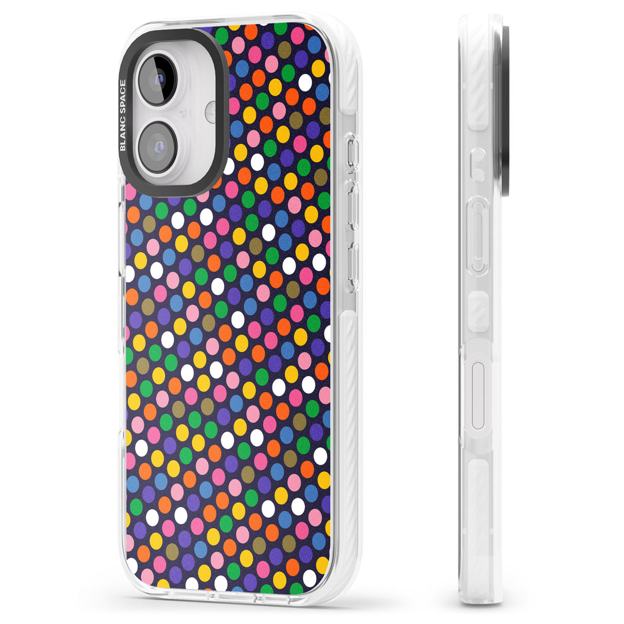 iPhone 16 Pro Max Multicolour Polka-dot Fiesta (Purple) Black Impact Phone Case