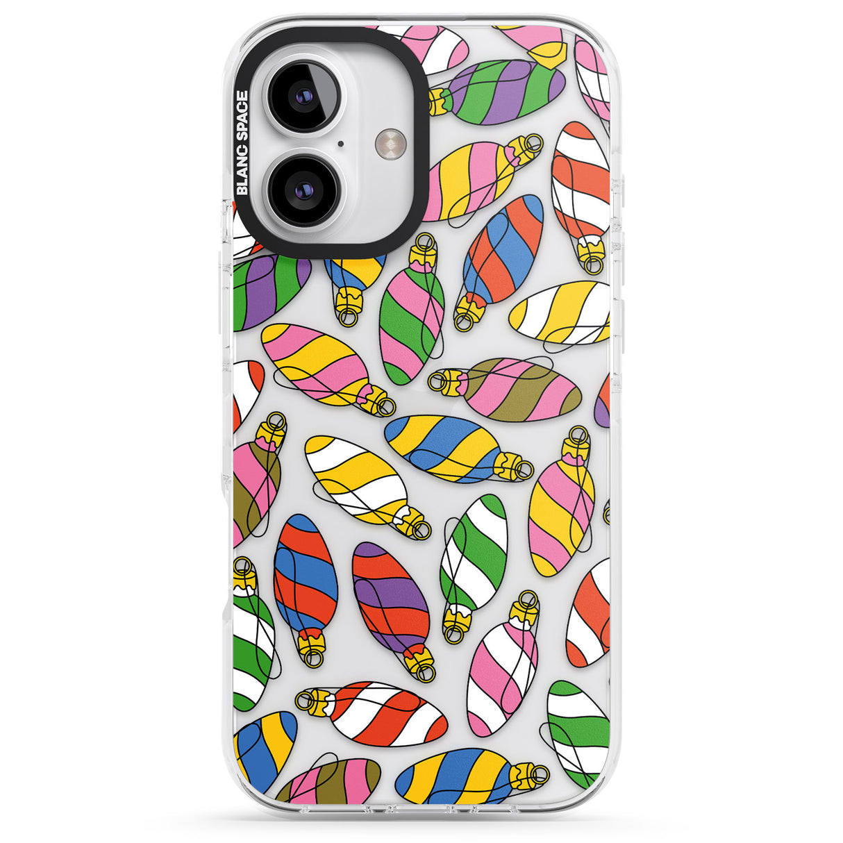 iPhone 16 Pro Max Colourful Holiday Ornaments Black Impact Phone Case