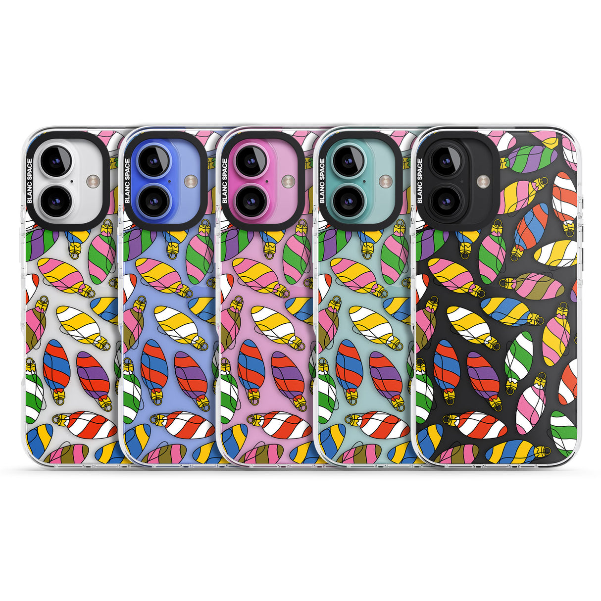 iPhone 16 Pro Max Colourful Holiday Ornaments Black Impact Phone Case